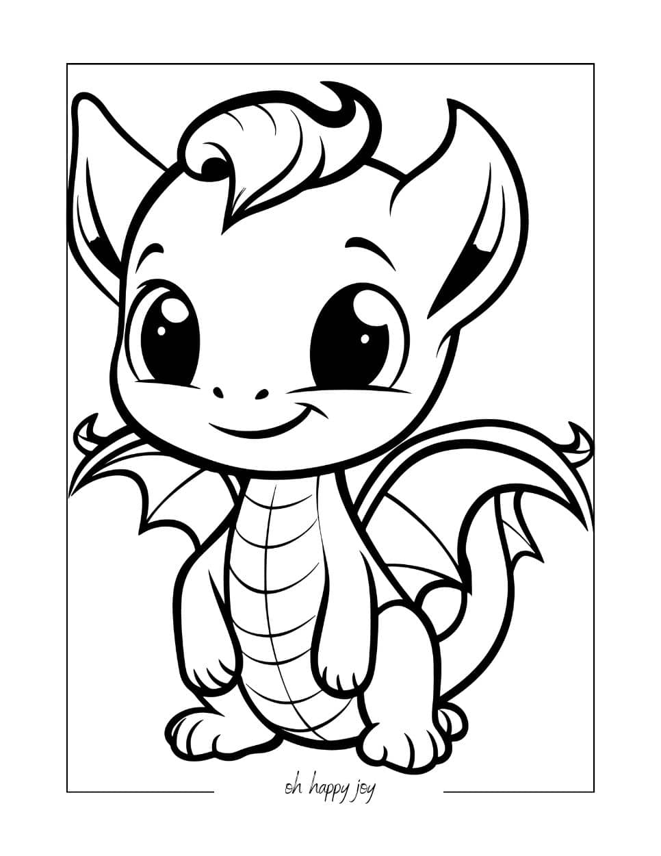Kawaii Baby Dragon Coloring Sheet