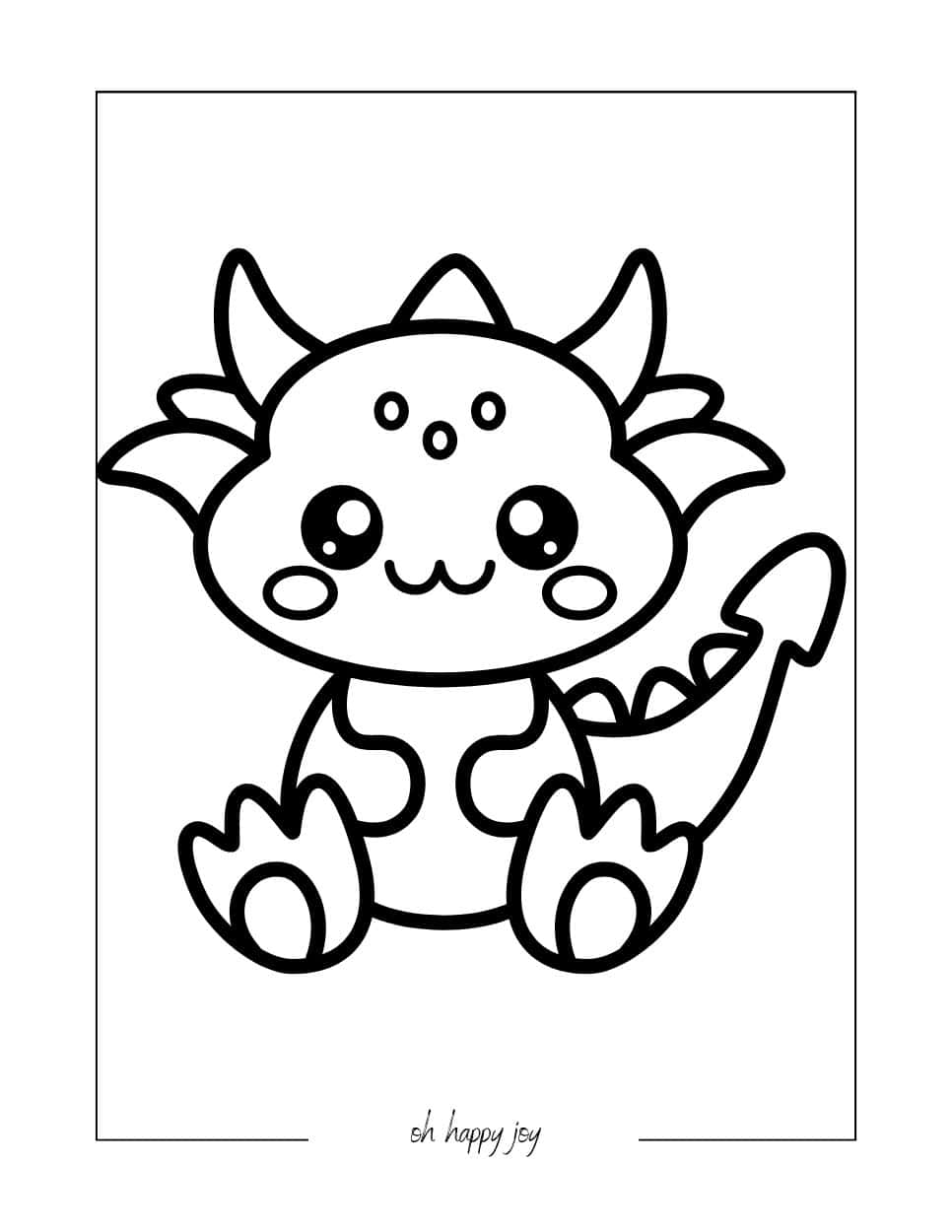 Kawaii Dragon Coloring Page