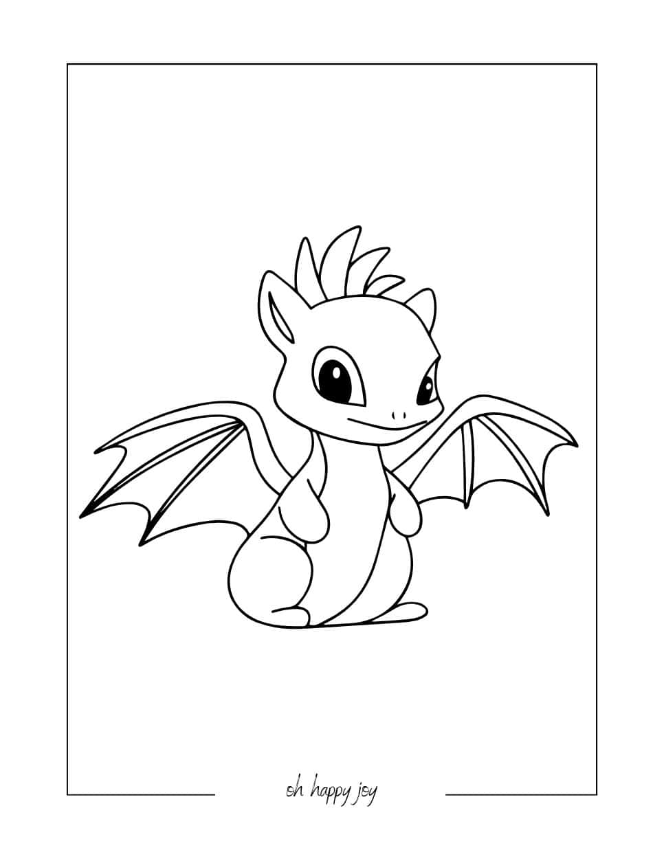 Kawaii Dragon Coloring Page Free