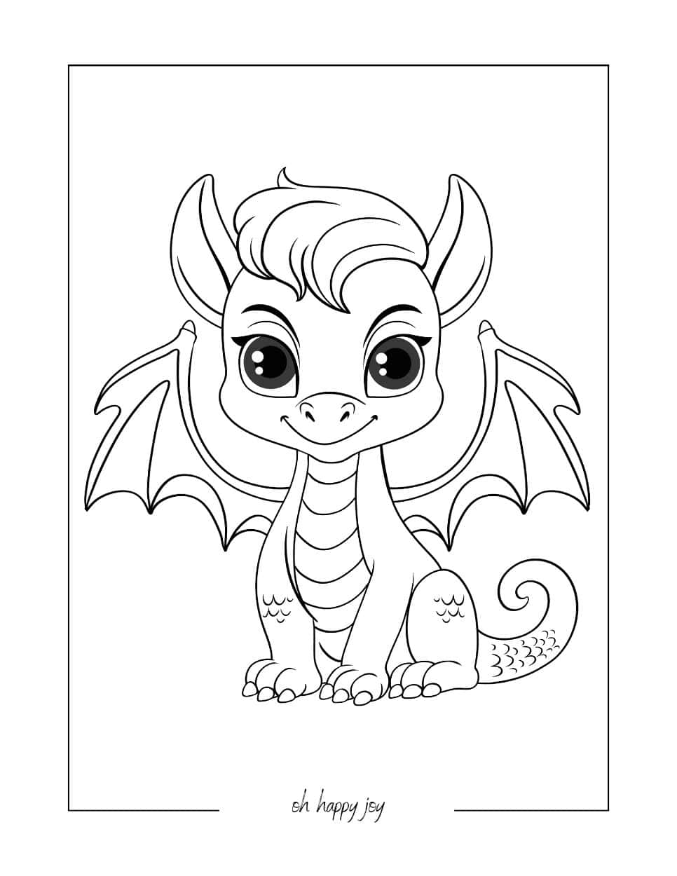 Kawaii Dragon Coloring Page