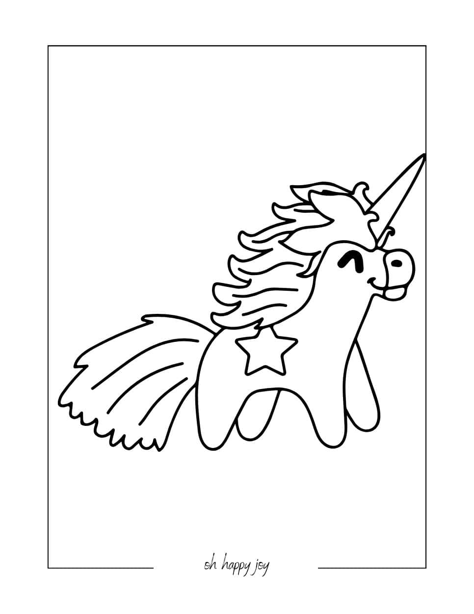 Kawaii Unicorn Star Coloring Pages