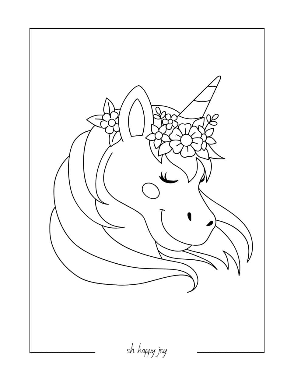 Kawaii Unicorn with Flower Crown