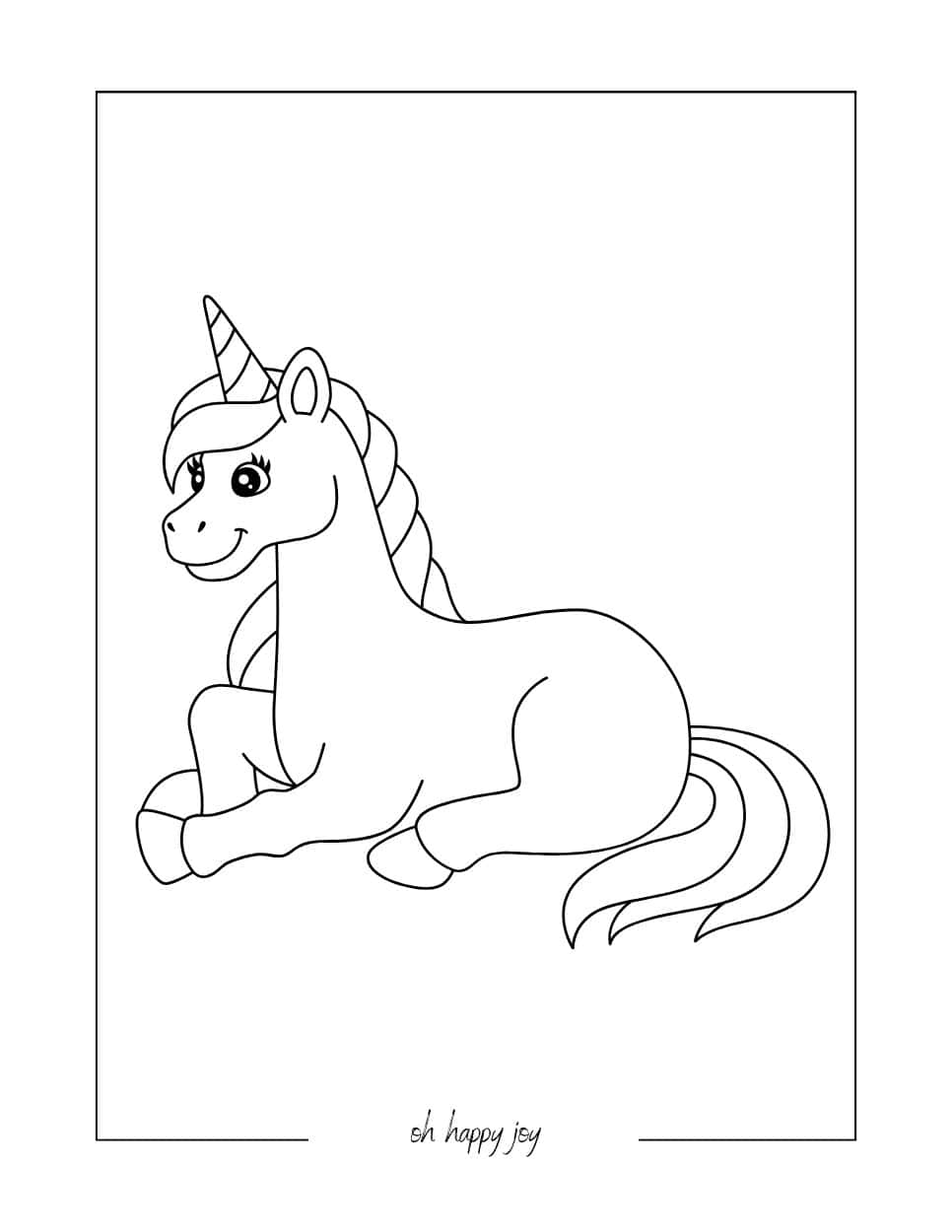 Cute Unicorn Coloring Page