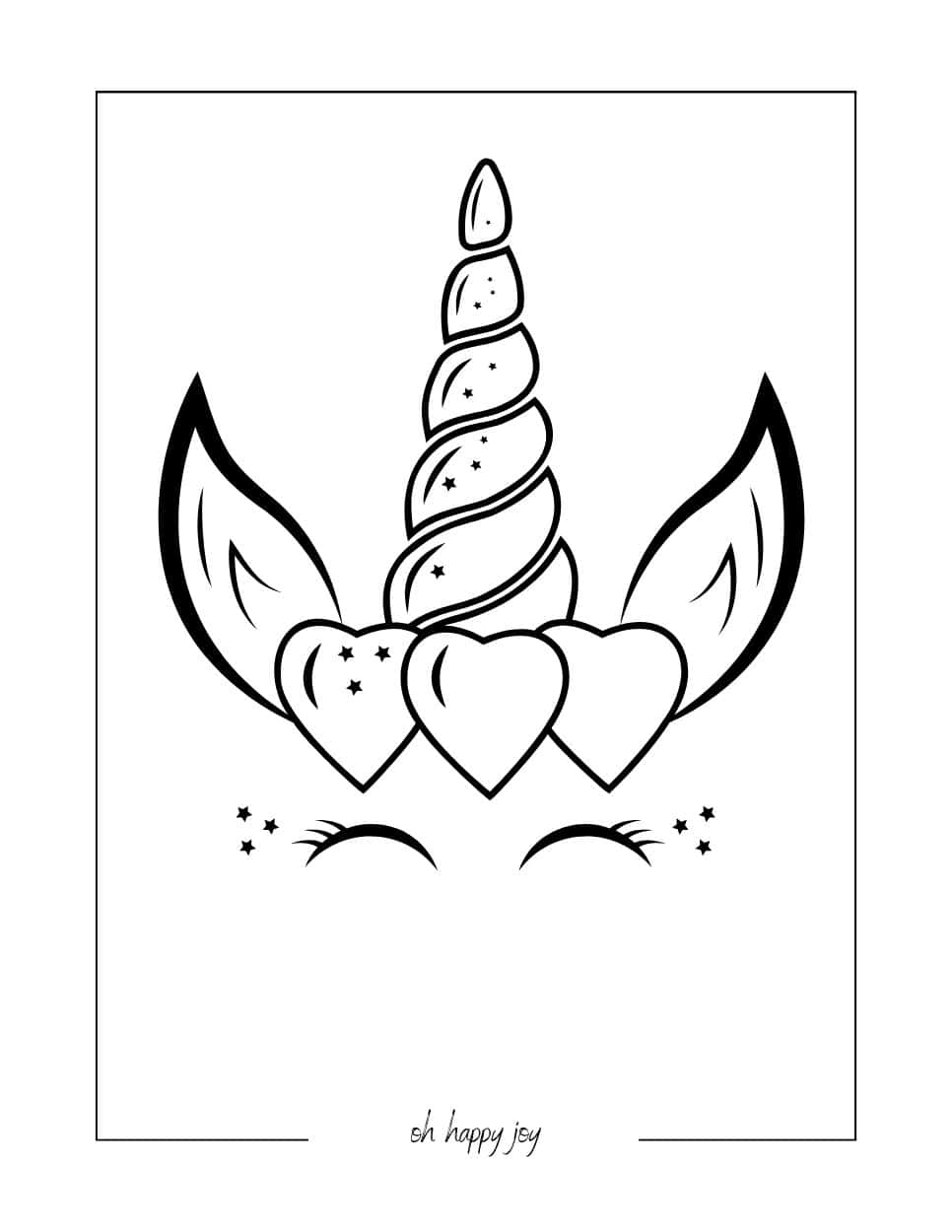 Unicorn Horn and Hearts Coloring Page