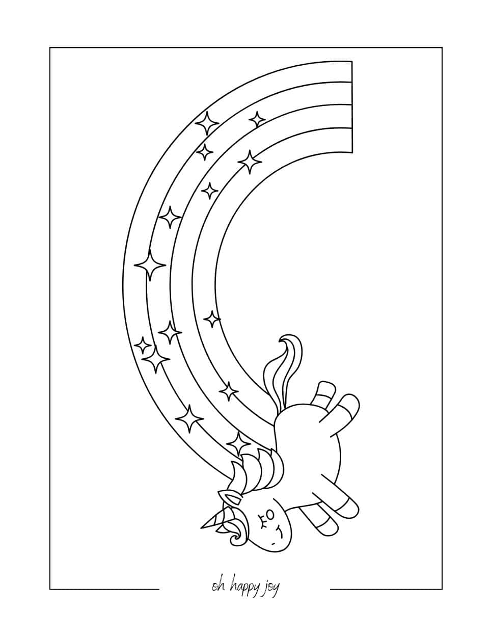 Unicorn Rainbow Trail Coloring Page