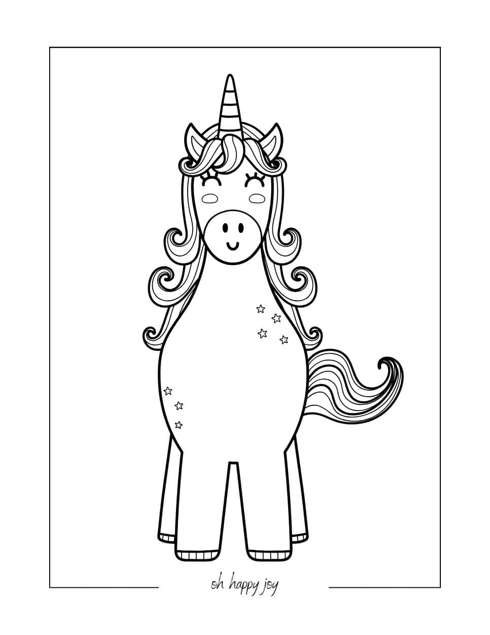 Unicorn Smile Coloring Page Free