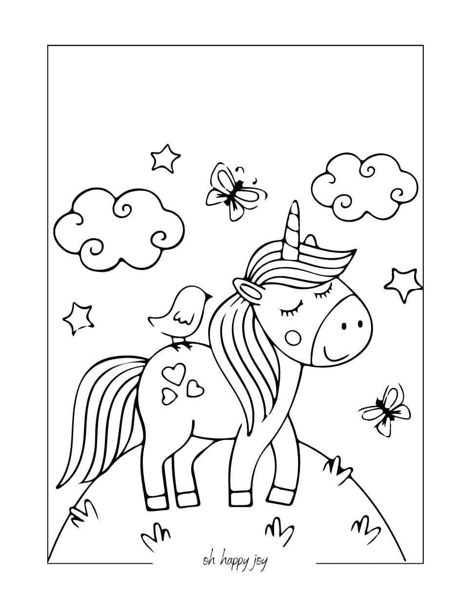 Unicorn in Nature Coloring Page