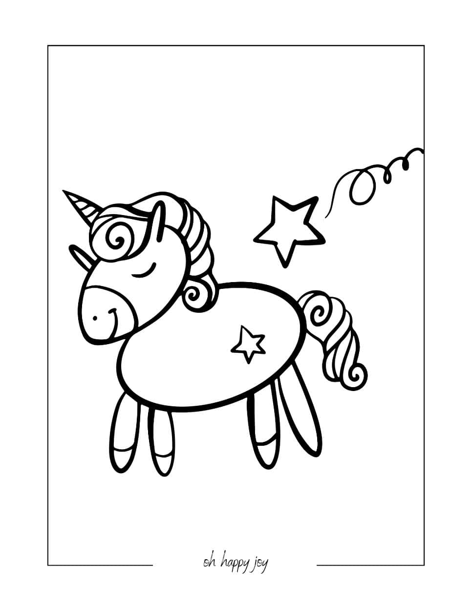 Unicorn with Star Coloring Sheet