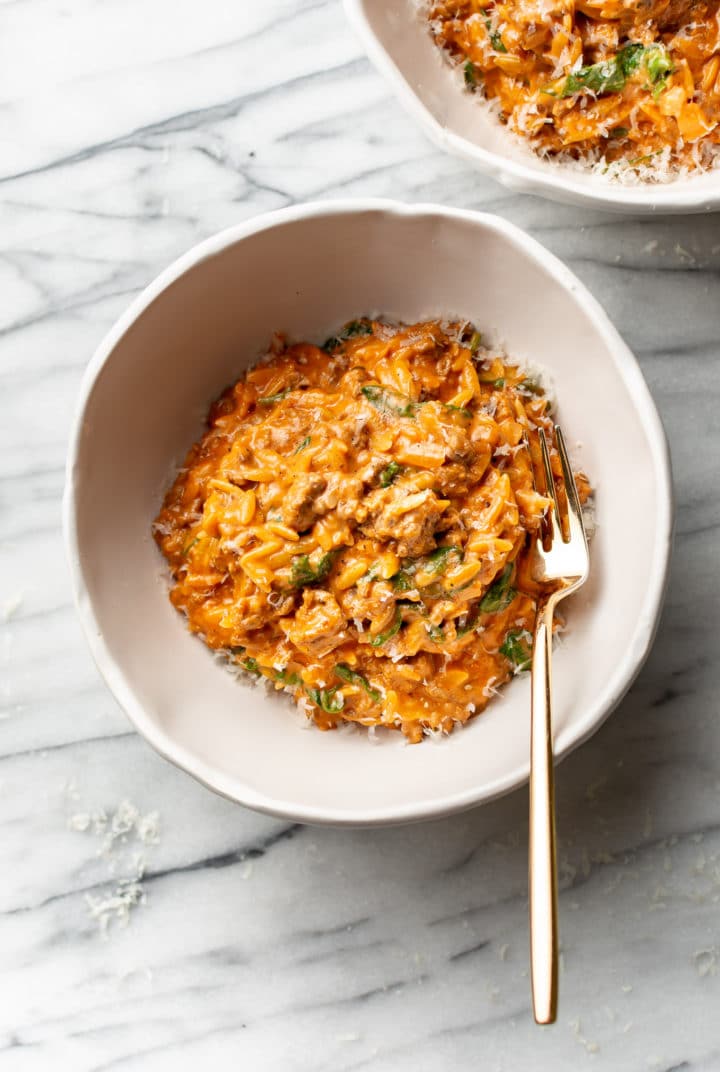 Healthy Ground Beef Recipes - Creamy Ground Beef Orzo