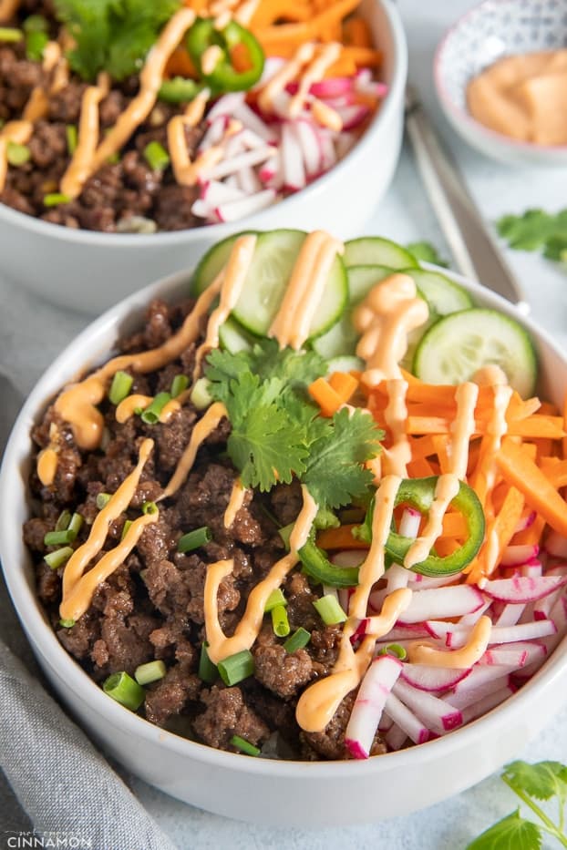 Healthy Ground Beef Recipes - Ground Beef Bahn Mi Rice Bowl
