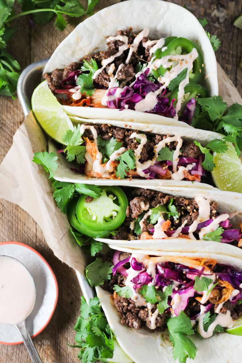 Healthy Ground Beef Recipes - Korean Ground Beef Tacos