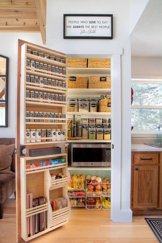 Kitchen Pantry Cabinet Ideas - Vertical Space with Door