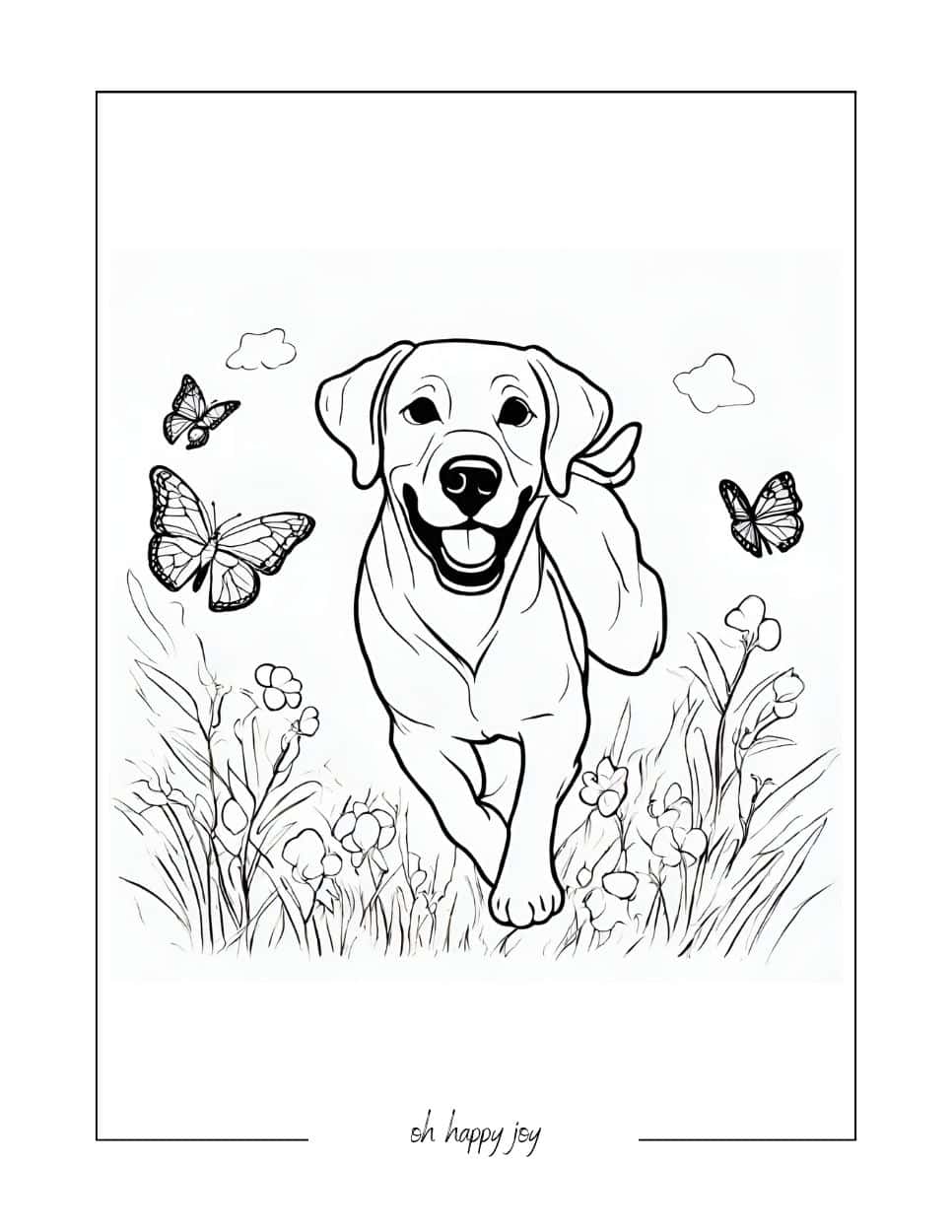 labrador retriever and butterflies printable