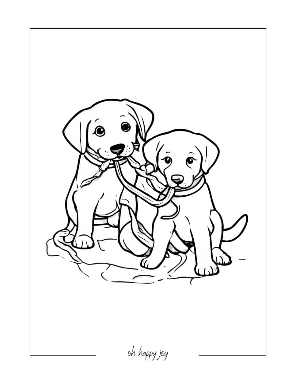 labrador retriever tug of war coloring page