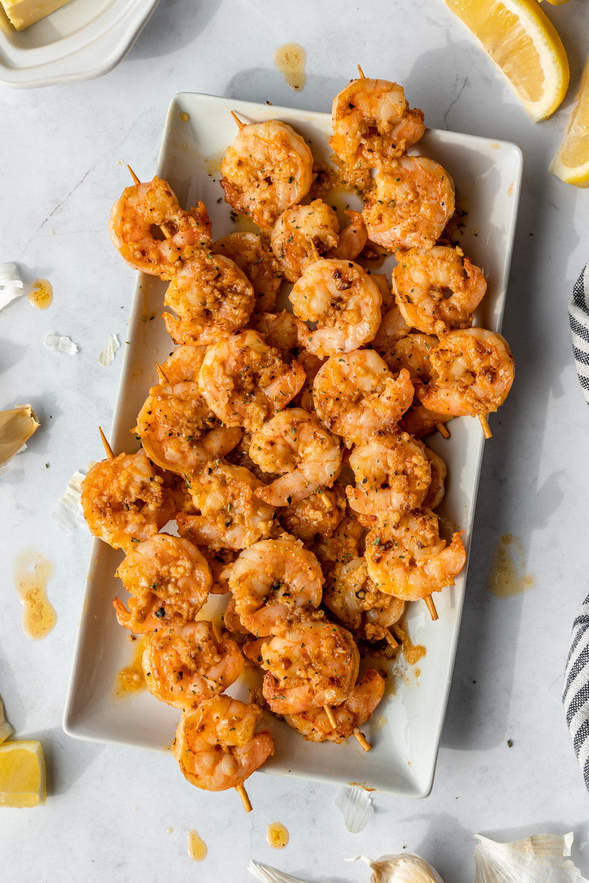 Tropical Theme Party Main Course Ideas - Garlic Butter Shrimp Kabobs