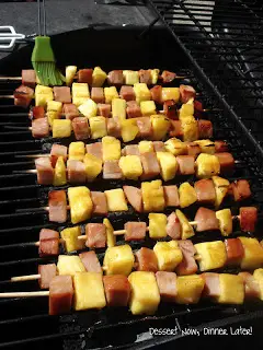 Tropical Theme Party Main Course Ideas - Grilled Ham and Pineapple Kabobs