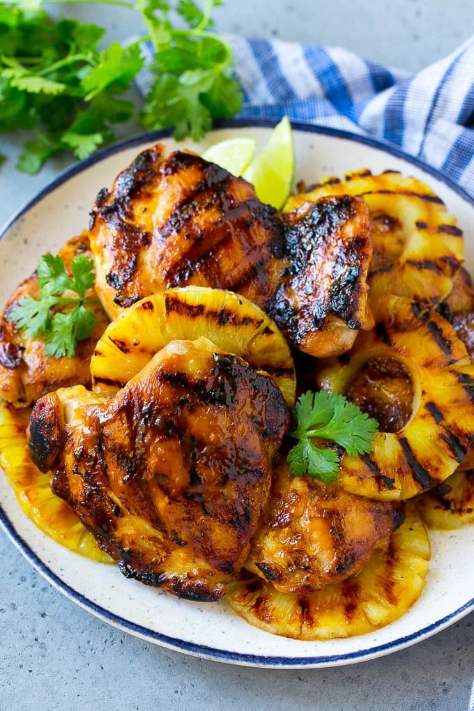 Tropical Theme Party Main Course Ideas - Hawaiian Coconut Grilled Chicken With Pineapple Salsa