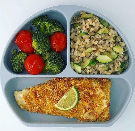 Cheesy Crumbed Fish with Veggies - Healthy Toddler Meal