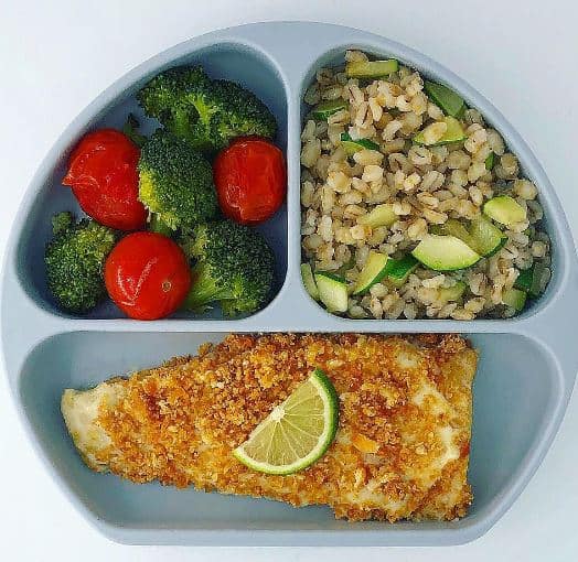 Cheesy Crumbed Fish with Veggies - Healthy Toddler Meal