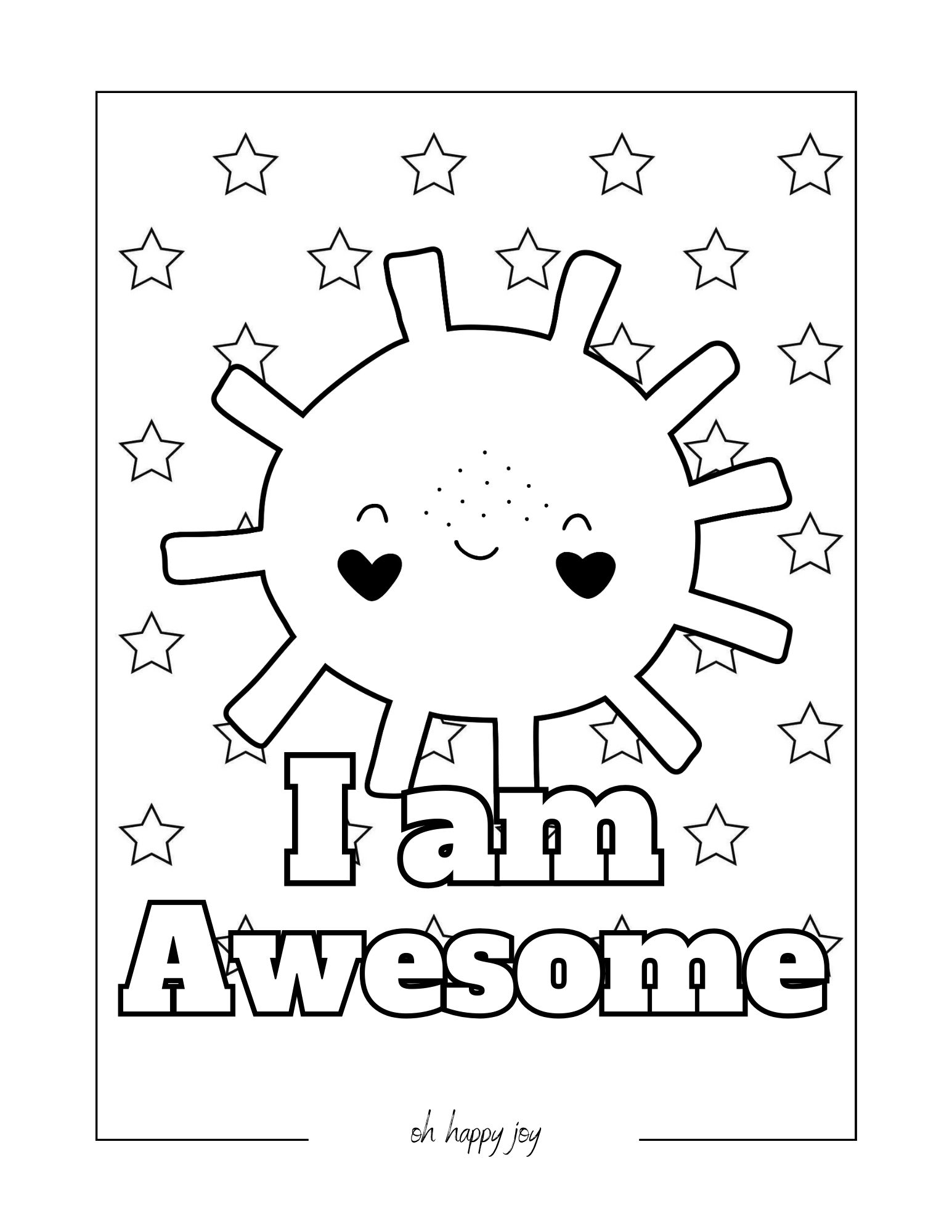 I am awesome affirmation coloring page