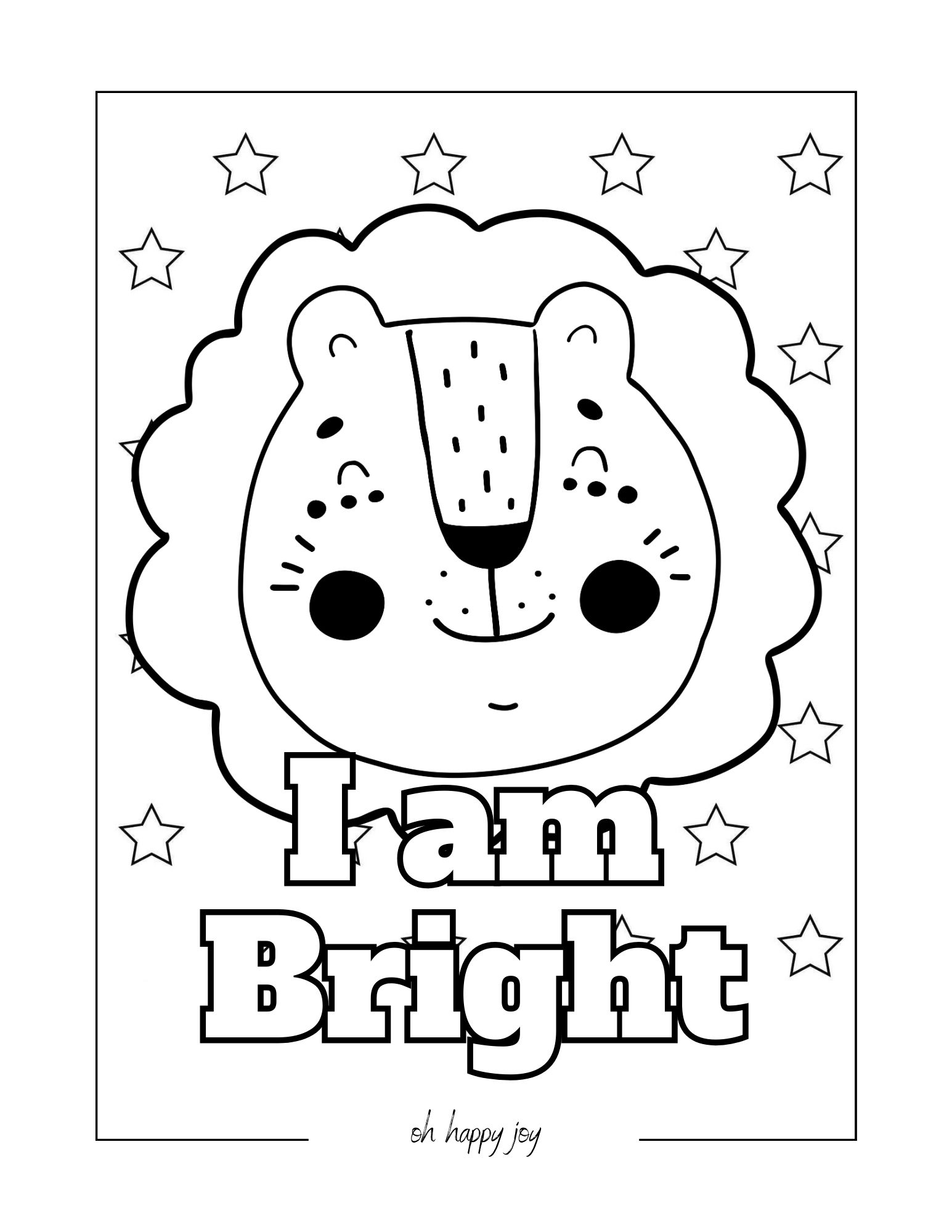 I am bright affirmation coloring page