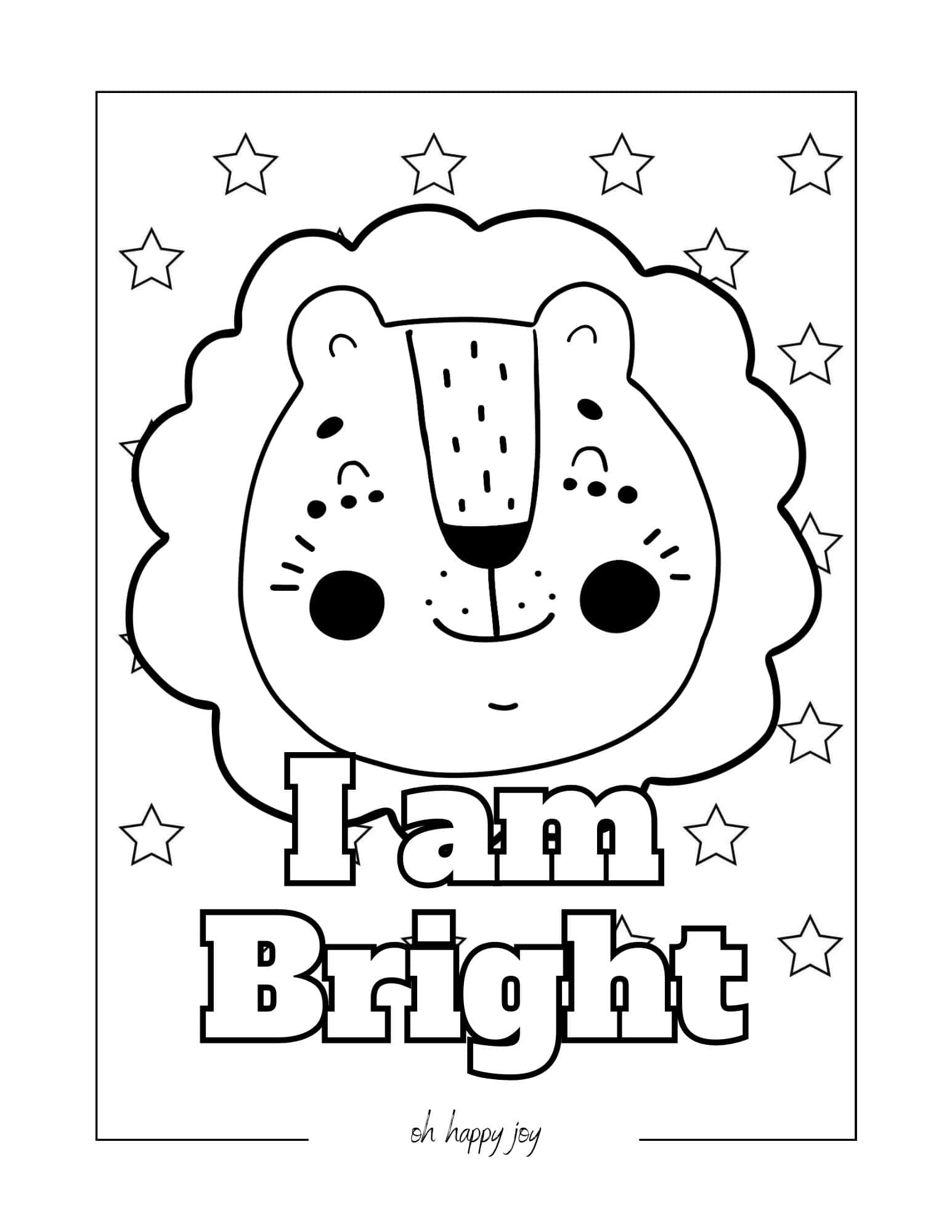 I am bright affirmation coloring page