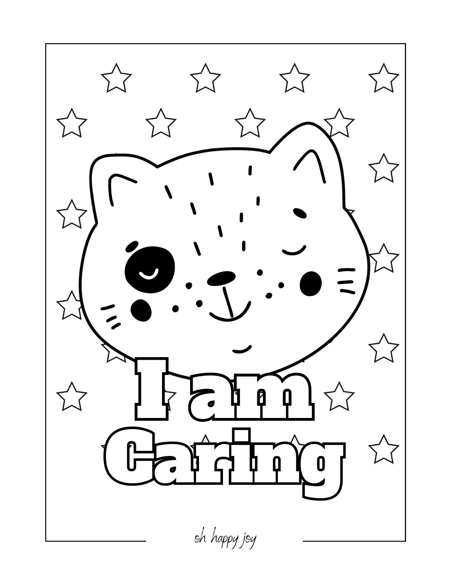 I am caring affirmation coloring page