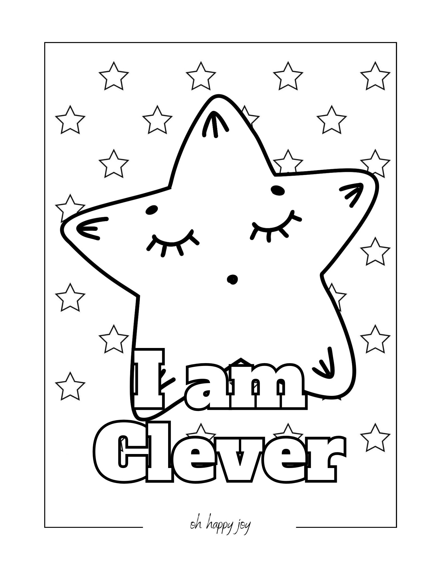 I am clever affirmation coloring page
