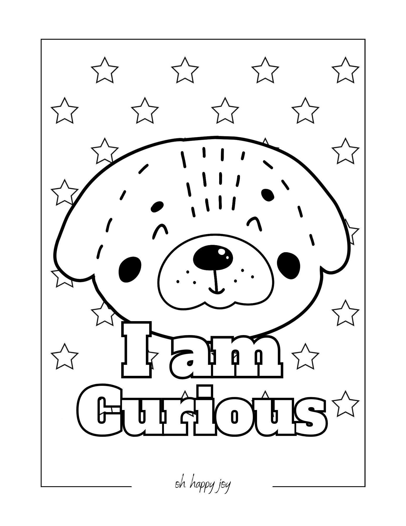 I am curious affirmation coloring page