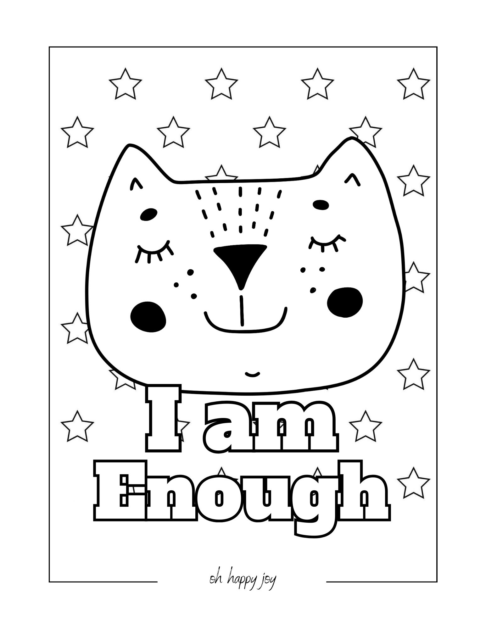 I am enough affirmation coloring page