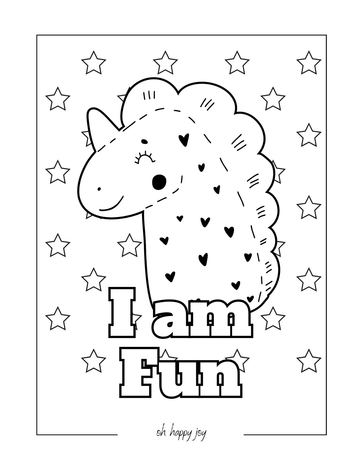 I am fun affirmation coloring page