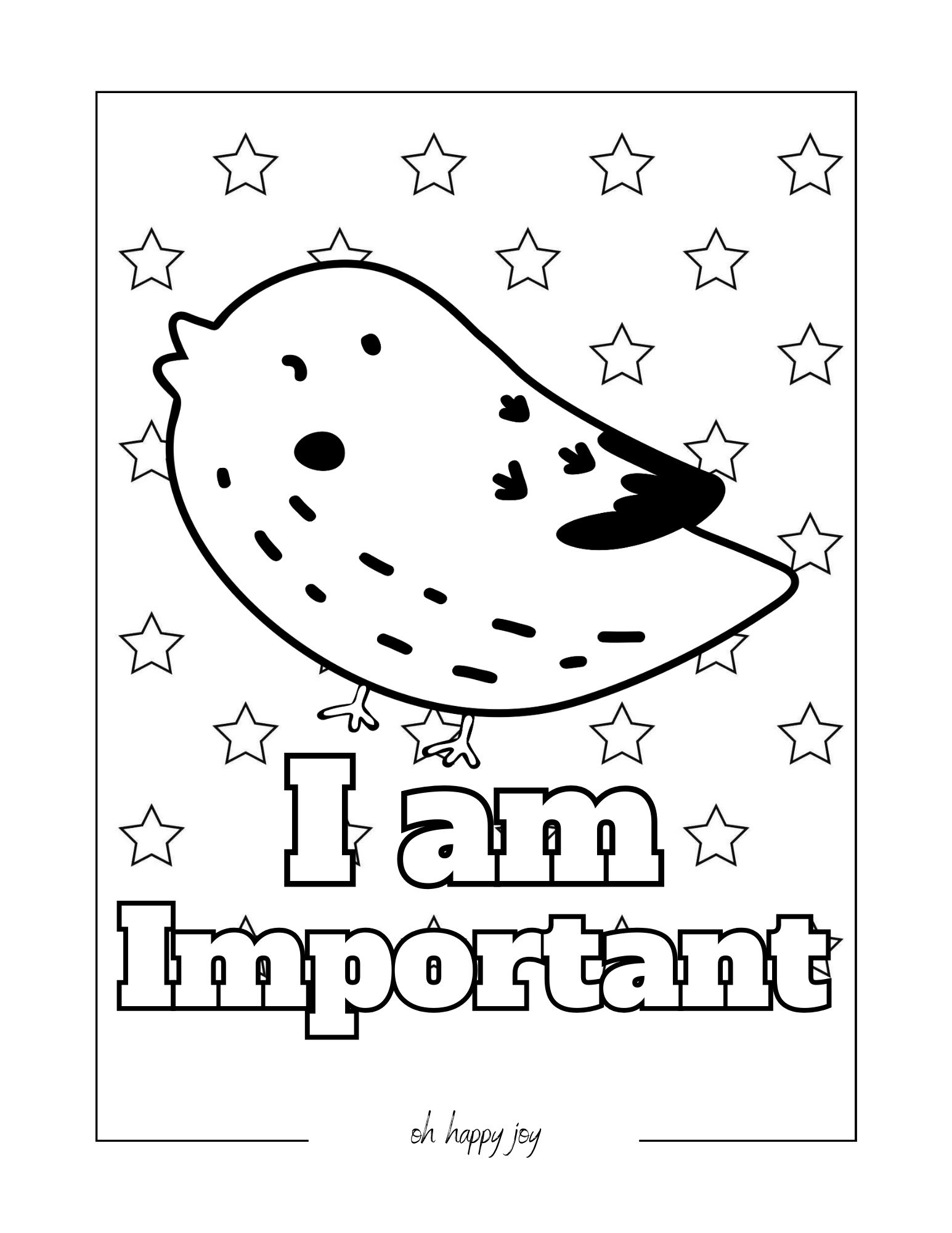 I am important affirmation coloring page