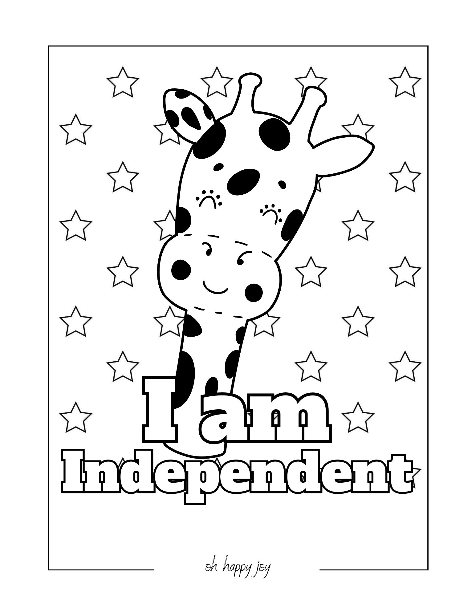 I am independent affirmation coloring page