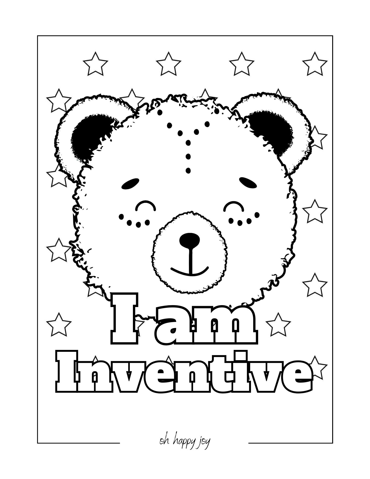 I am inventive affirmation coloring page