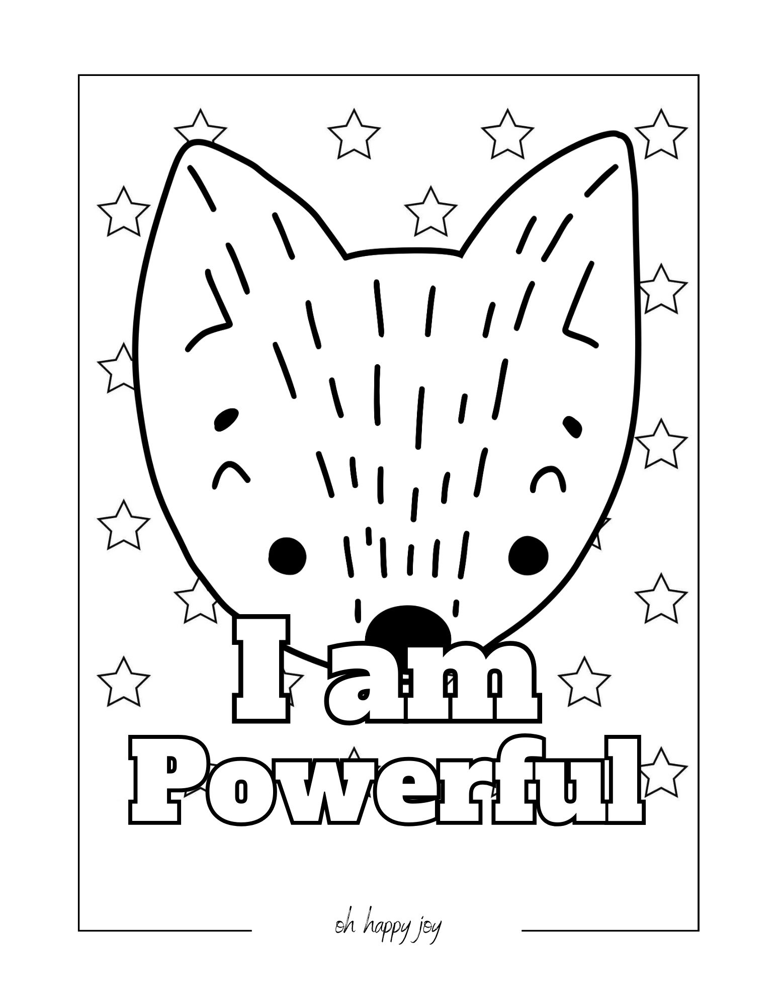 I am powerful affirmation coloring page