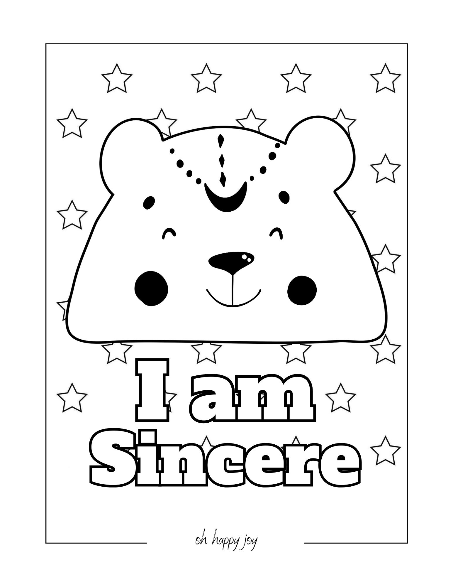 I am sincere affirmation coloring page