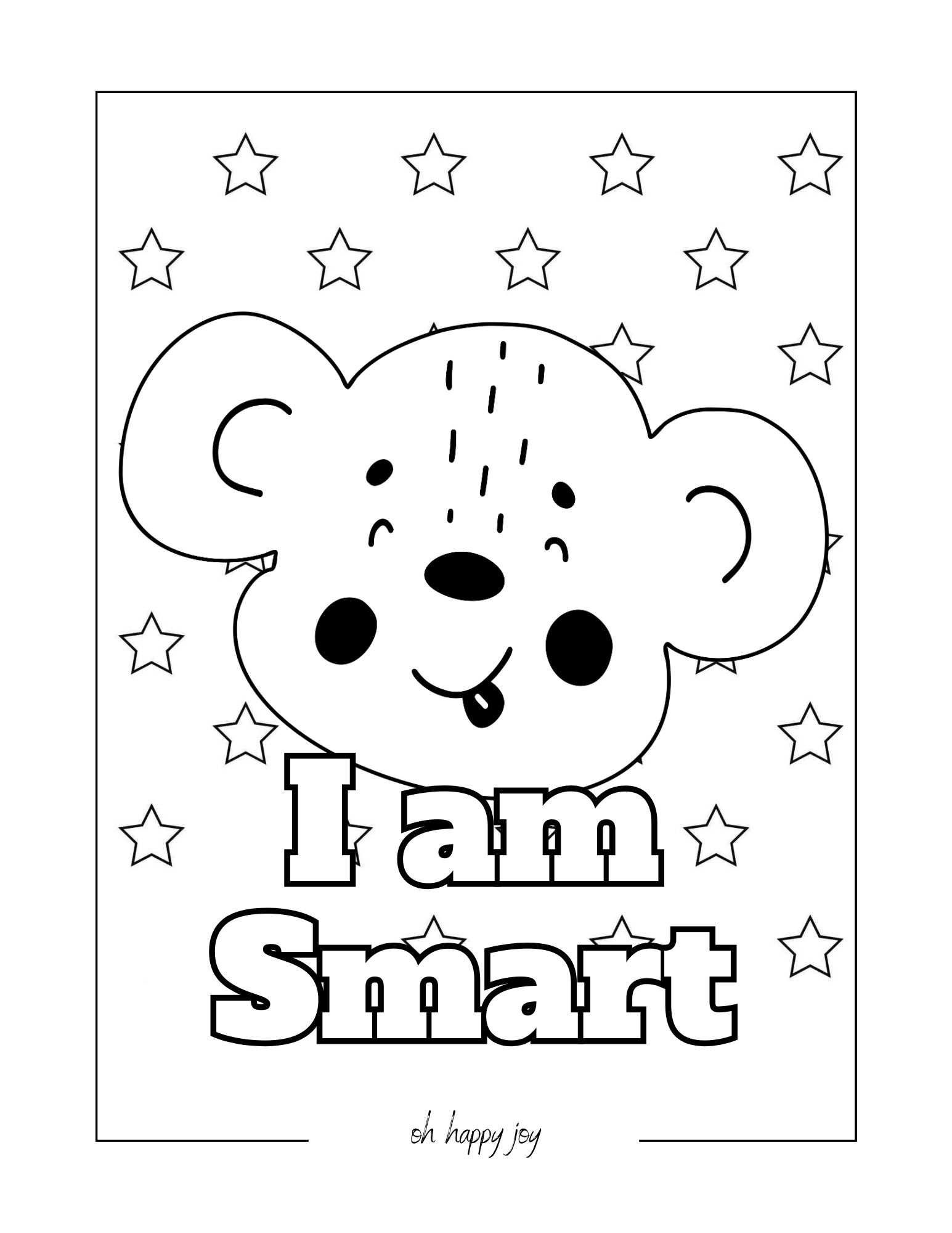 I am smart affirmation coloring page