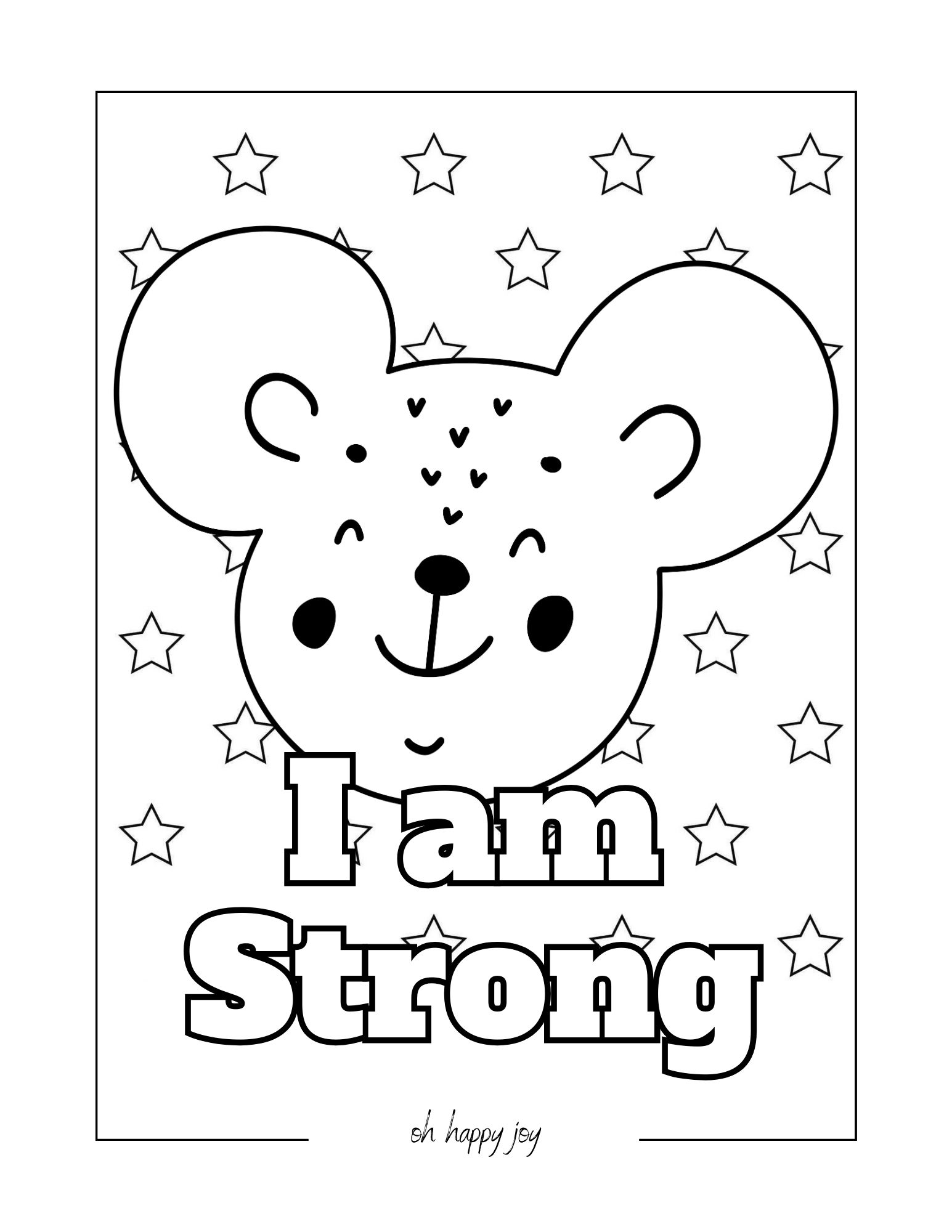 I am strong affirmation coloring page