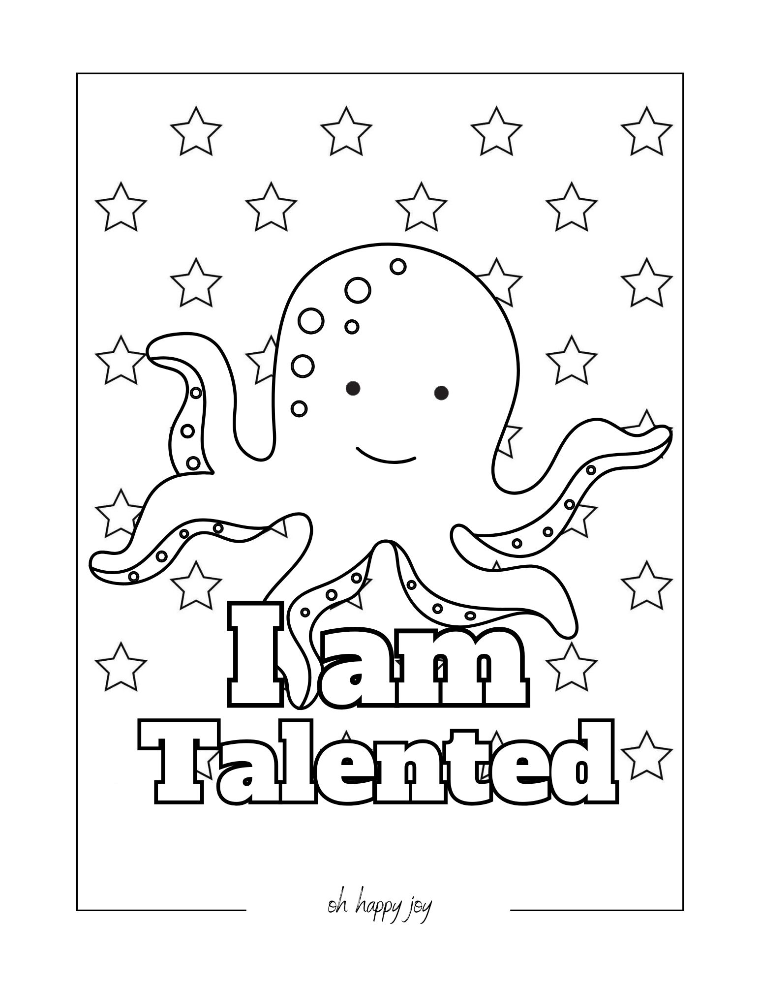 I am talented affirmation coloring page