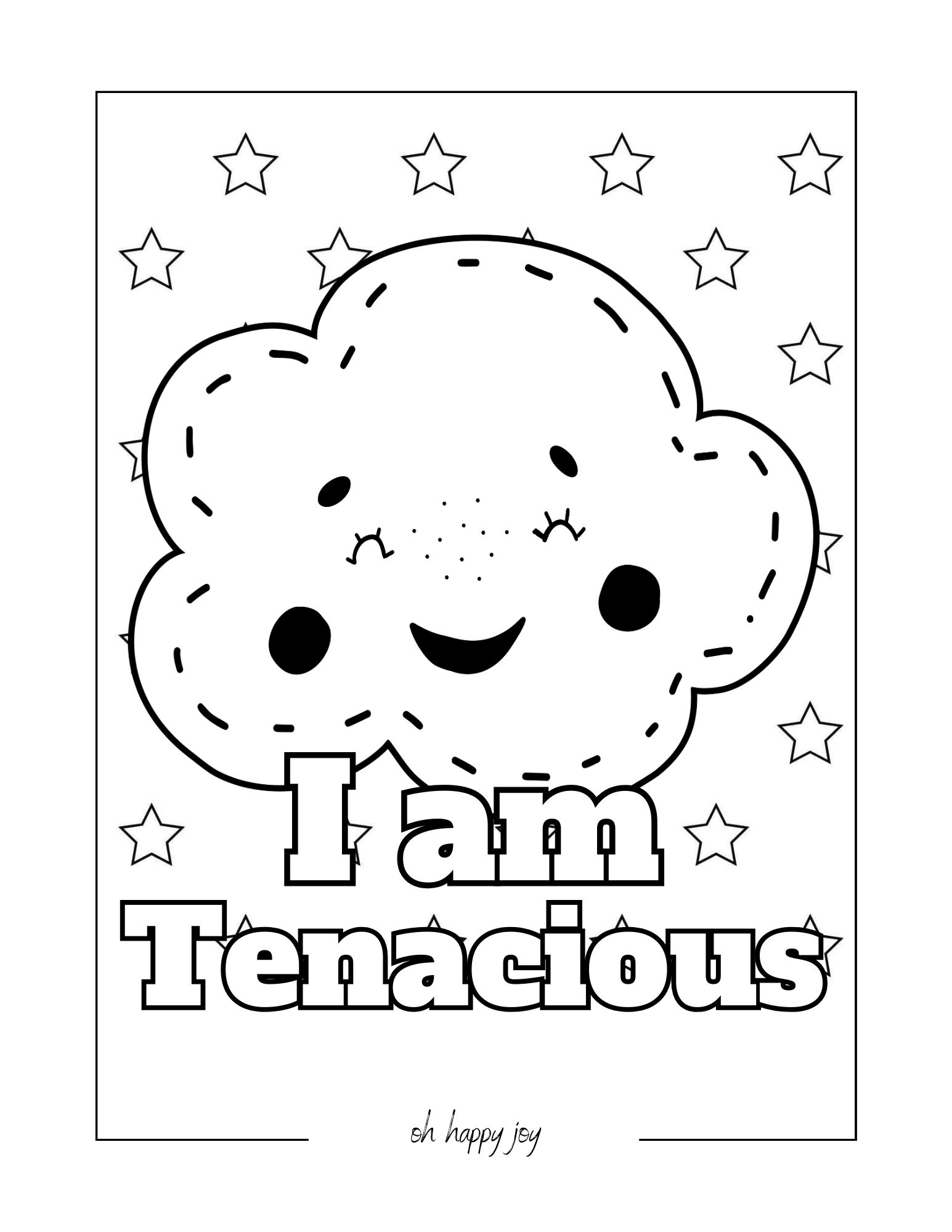 I am tenacious affirmation coloring page